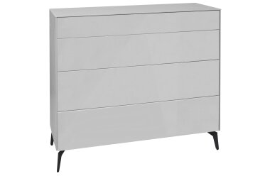 Kommode Elfi 121x42x104 Hochglanz Kreidegrau/Glas...