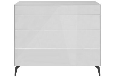 Kommode Elfi 121x42x104 Hochglanz Kreidegrau/Glas Kreidegrau 14793-mf