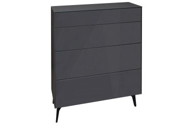 Kommode Elfi 82x42x104 Hochglanz Anthrazit/Glas Anthrazit...