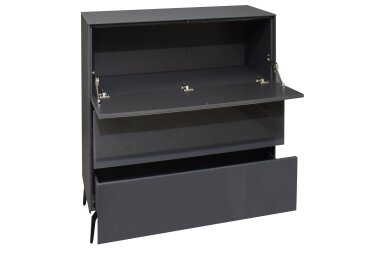 Kommode Elfi 82x42x104 Hochglanz Anthrazit/Glas Anthrazit...