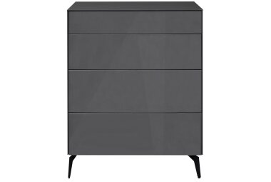 Kommode Elfi 82x42x104 Hochglanz Anthrazit/Glas Anthrazit 14796-mf