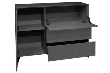 Kommode Elfi 131x42x104 Hochglanz Anthrazit/Glas...
