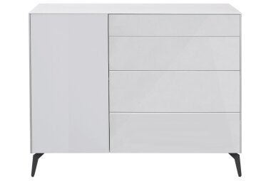 Kommode Elfi 131x42x104 Hochglanz Kreidegrau/Glas Kreidegrau 14799-mf
