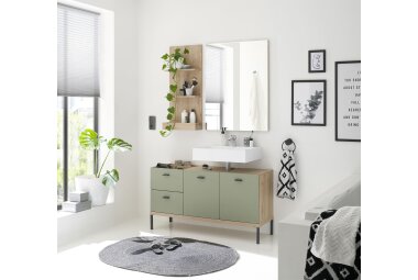 Badm&ouml;bel-Set Ewa 119x38x190 Asteiche/Pinie Green...