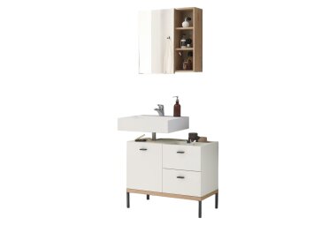 Badm&ouml;bel-Set Ewa 79x38x190 Asteiche/Wei&szlig; matt...