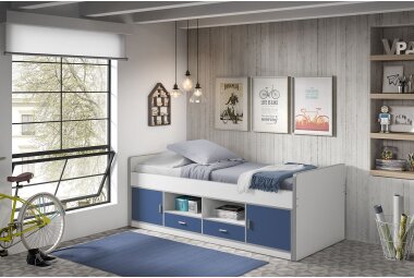 Kojenbett Kalinda 207x98x79 Holzwerkstoff Weiß/Blau