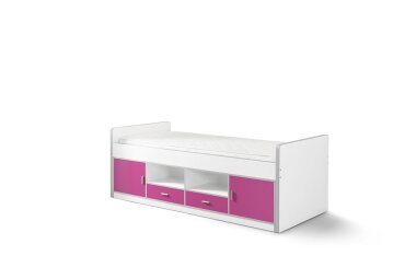 Kojenbett Kalinda 207x98x79 Holzwerkstoff Wei&szlig;/Fuchsia
