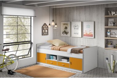 Kojenbett Kalinda 207x98x79 Holzwerkstoff Weiß/Orange