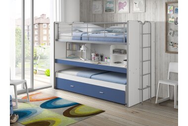 Hochbett Kalinda 222x102x161 Holzwerkstoff+Metall Weiß/Blau