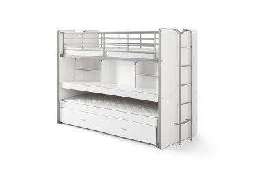 Hochbett Kalinda 222x102x161 Holzwerkstoff+Metall Wei&szlig;
