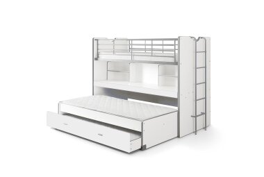 Hochbett Kalinda 222x102x161 Holzwerkstoff+Metall Wei&szlig;