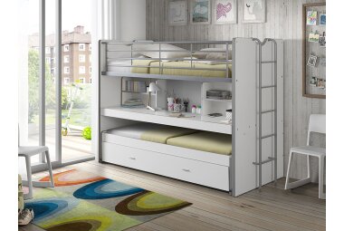 Hochbett Kalinda 222x102x161 Holzwerkstoff+Metall Weiß