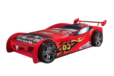 Autobett Kally 247x111x66 Kinderbett Spielbett MDF Rot