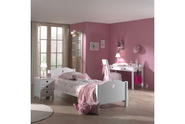 Einzelbett Kamila 211x96x80 Kinderbett MDF Weiß