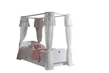 Himmelbett Kamila 212x98x198 Kinderbett MDF Wei&szlig;