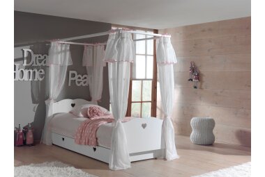 Himmelbett Kamila 212x98x198 Kinderbett MDF Wei&szlig;