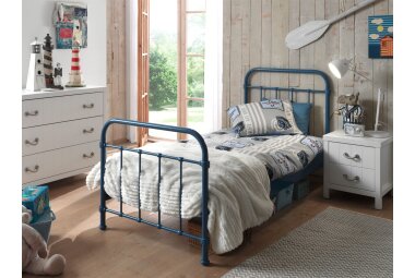 Metallbett Karlyn 210x98x111 Einzelbett Metall Blau