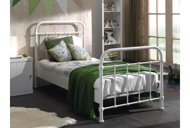 Metallbett Karlyn 210x98x111 Einzelbett Metall Weiß