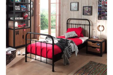 Metallbett Karlyn 210x98x111 Einzelbett Metall Schwarz