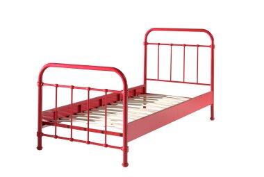 Metallbett Karlyn 210x98x111 Einzelbett Metall Rot