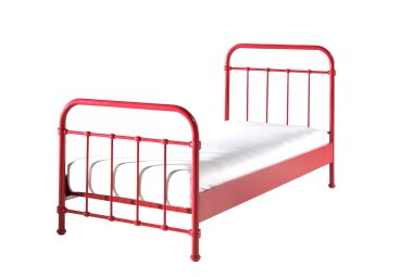 Metallbett Karlyn 210x98x111 Einzelbett Metall Rot