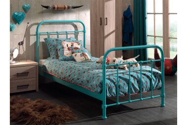 Metallbett Karlyn 210x98x111 Einzelbett Metall Türkis