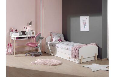 Einzelbett Karilynn 206x95x73 Kinderbett MDF+Massivholz Weiß
