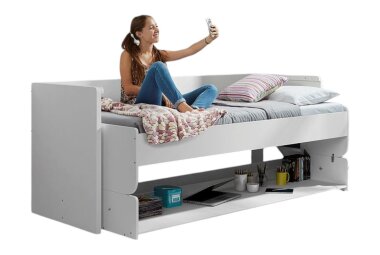 Funktionsbett Kassandra 217x110x148 Holzwerkstoff Wei&szlig;