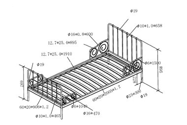 Metallbett Kamenka 205x95x90 Einzelbett Metall rosa