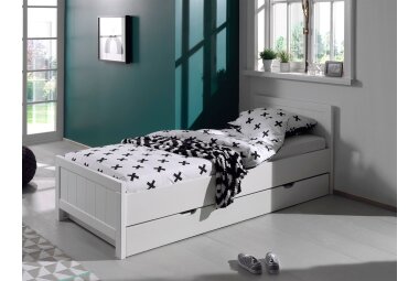 Einzelbett mit Bettschublade Karalynn 207x96x77 MDF Weiß