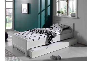 Einzelbett mit Bettschublade Karalynn 207x96x77 MDF Weiß