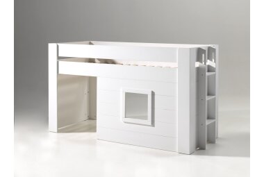 Bett mit Vorhang Karola 215x96x120 Spielbett MDF Weiß