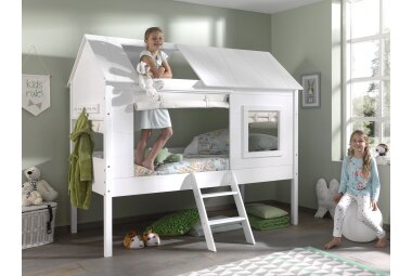 Baumhaus Bett mit Vorhang Kanika 209x137x185 Spielbett...