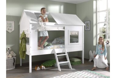 Baumhaus Bett mit Vorhang Kanika 209x137x185 Spielbett...