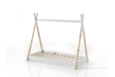 Tipi Karyn 146x84x131 Kinderbett Massivholz Wei&szlig;/Natur