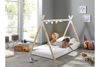 Tipi Karyn 206x106x136 Kinderbett Massivholz Weiß/Natur