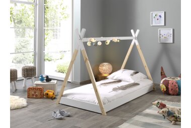 Tipi Karyn 206x106x136 Kinderbett Massivholz Weiß/Natur