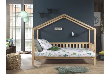 Hausbett Kapua 210x97x170 Kinderbett Massivholz Natur