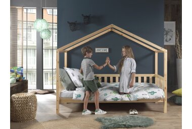 Hausbett Kapua 210x97x170 Kinderbett Massivholz Natur