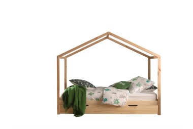 Hausbett Kapua 210x97x170 Kinderbett Massivholz Natur