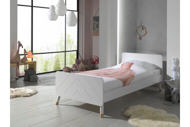 Einzelbett Kamillah 204x95x74 Kinderbett MDF Satin Weiß