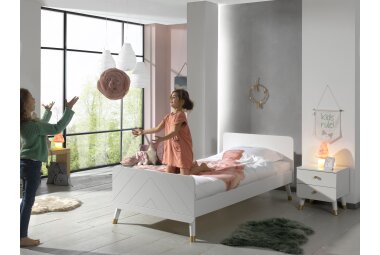 Einzelbett Kamillah 204x95x74 Kinderbett MDF Satin Weiß