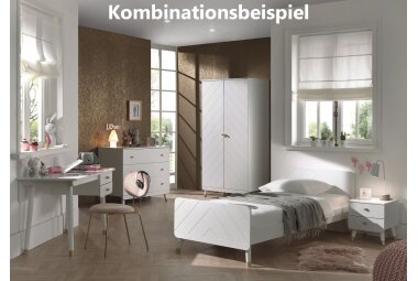 Einzelbett Kamillah 204x95x74 Kinderbett MDF Satin Weiß