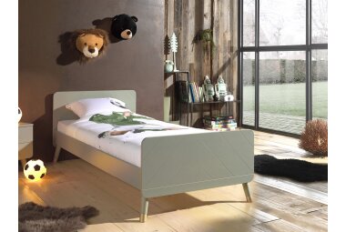 Einzelbett Kamillah 204x95x74 Kinderbett MDF Olive Grün