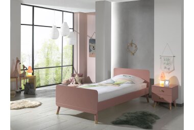 Bett mit Nachtkommode Kamillah Kinderbett MDF Terra Rosa