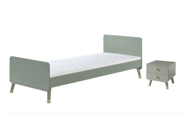 Bett mit Nachtkommode Kamillah Kinderbett MDF Olive...