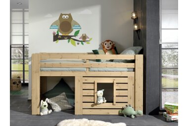 Hüttenbett Katha 215x97x115 Spielbett Massivholz Kiefer