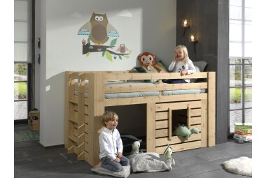 Hüttenbett Katha 215x97x115 Spielbett Massivholz Kiefer