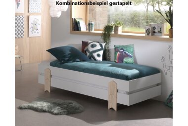 Stapelbett Karlene 204x94x28 Kinderbett MDF Weiß