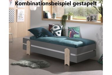 Stapelbett Karlene 204x94x28 Kinderbett MDF Grau
